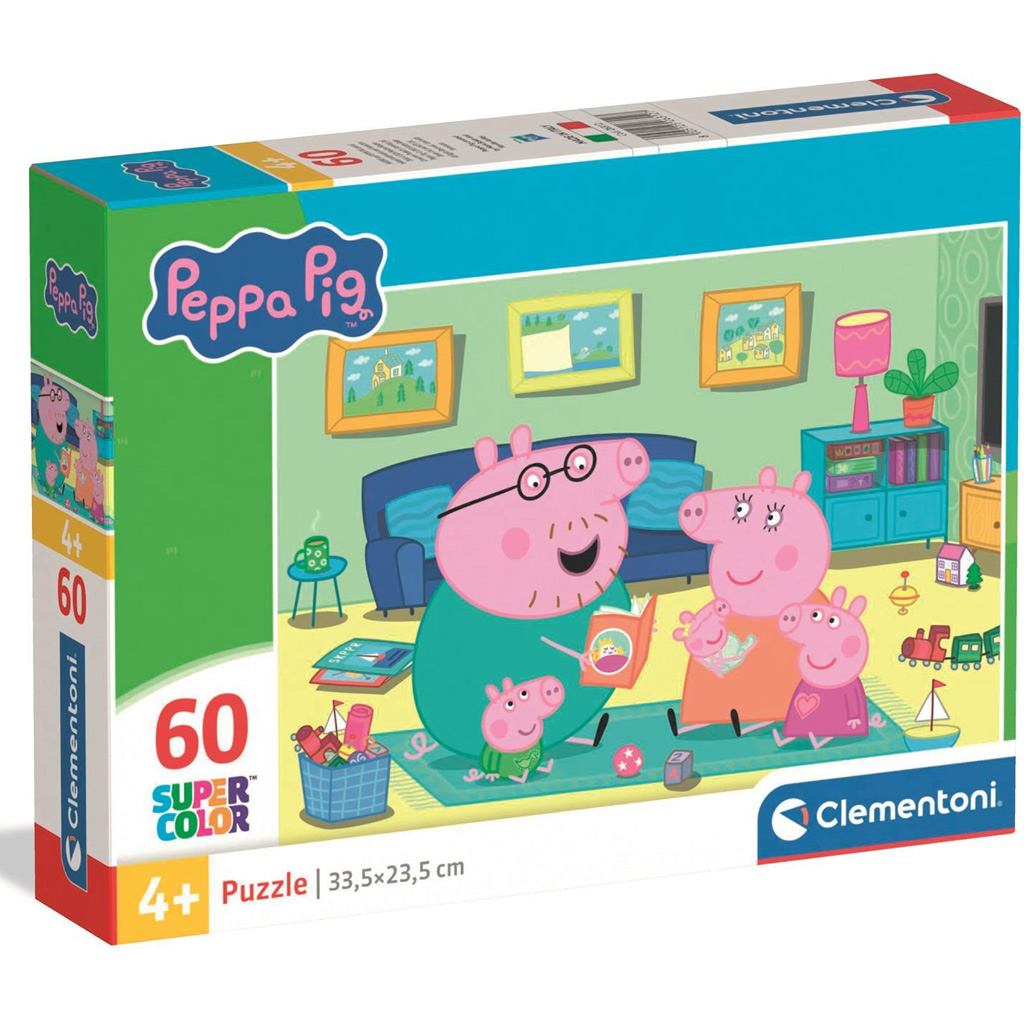 imagen de Peppa Pig diversión familiar puzzle Supercolor de 60 piezas - Clementoni 1