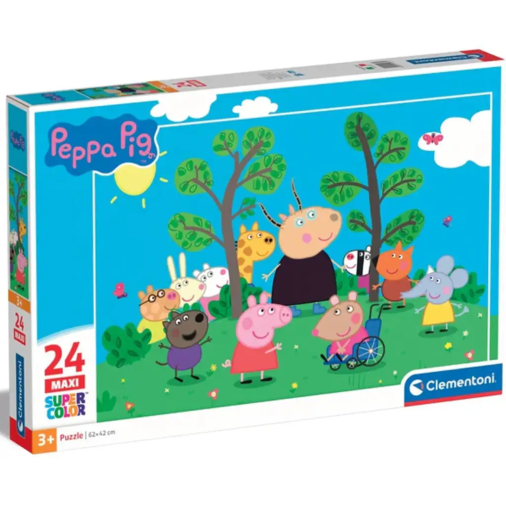 imagen de Peppa Pig y sus amigos rompecabezas maxi supercolor de 24 piezas - Clementoni 1