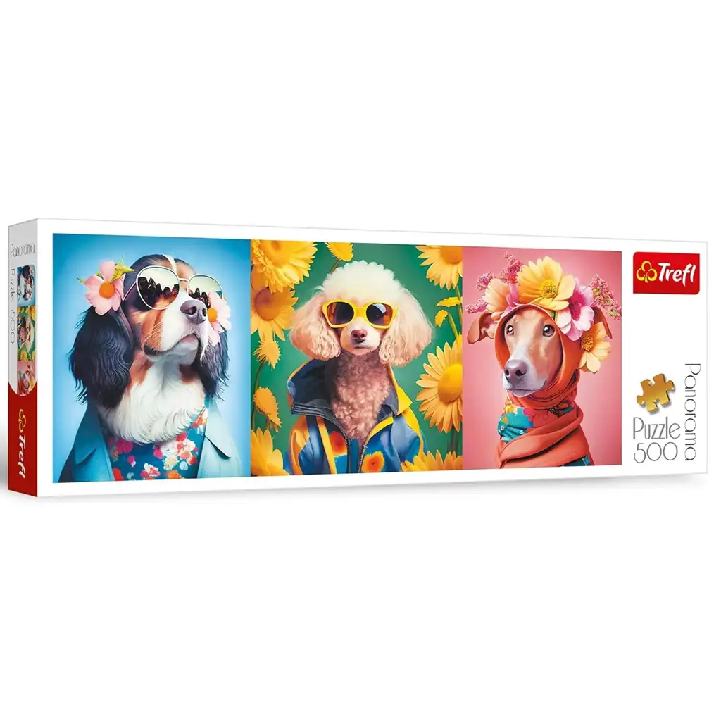 imagen de Perro desfile de moda panorama puzzle 500 piezas - Trefl 1