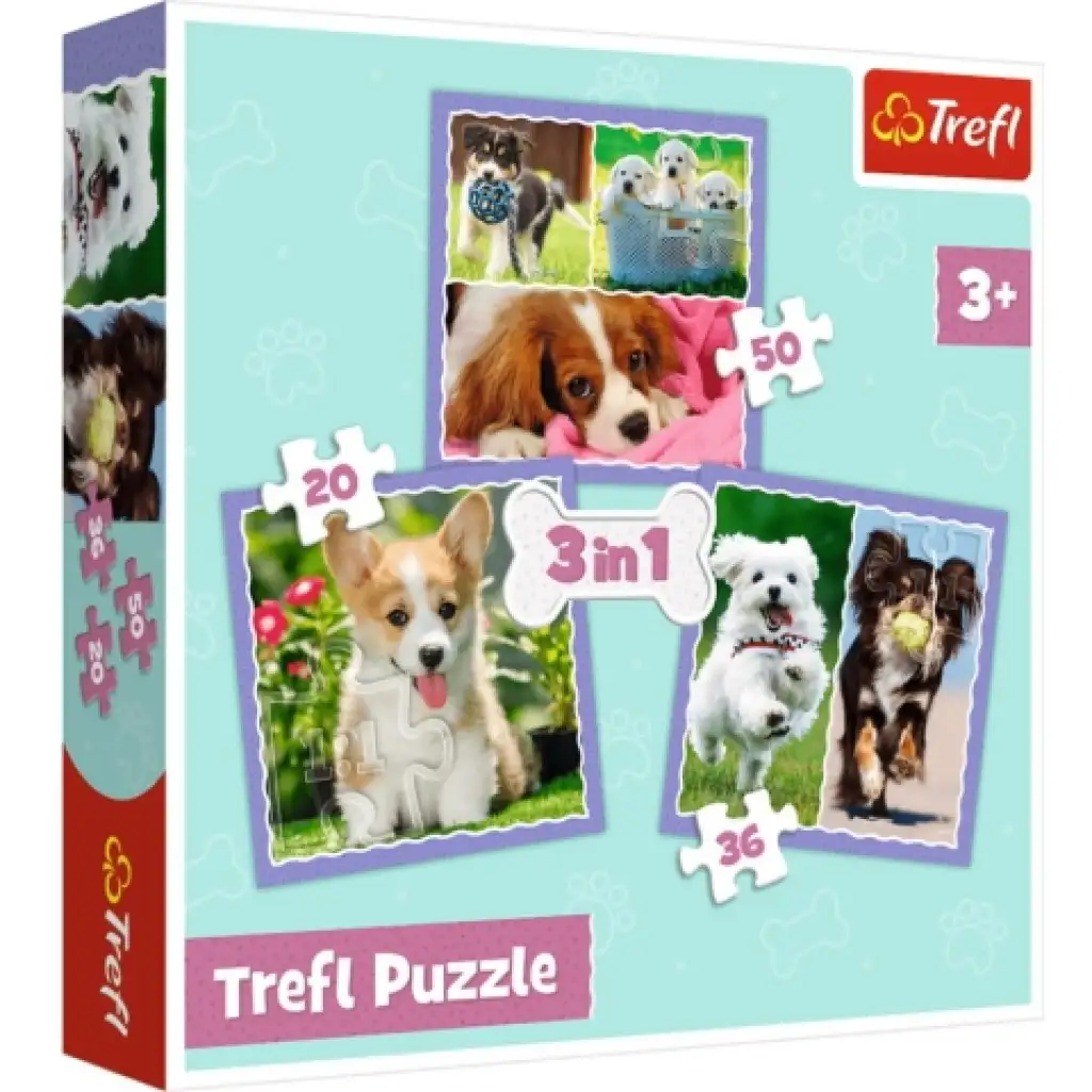 imagen de Perros adorables 3 en 1 50-36-20 piezas puzzle - Trefl 1