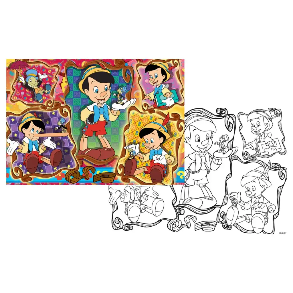 imagen de Pinocho 2 en 1 108 piezas puzzle y colorear 70x50cm - Lisciani 2