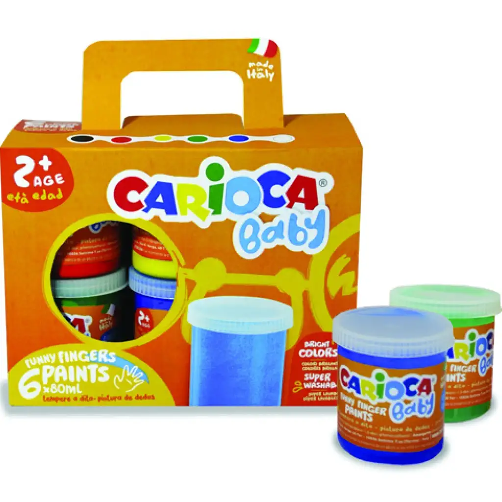 imagen de Pintura de dedos lavable para bebés set de 6 unidades - Carioca 1