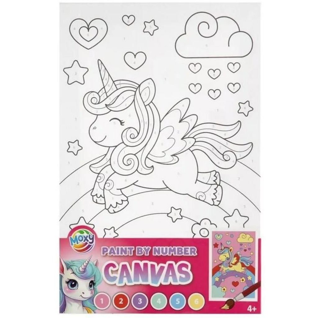 imagen de Pintura por números Unicornio en el arcoíris lienzo 30x19 cm 1