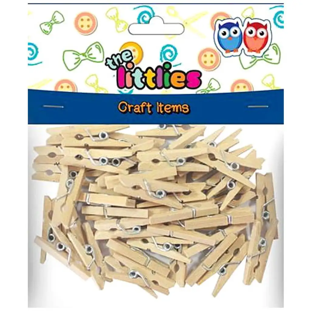 imagen de Pinza de madera natural 25mm 45ud 1