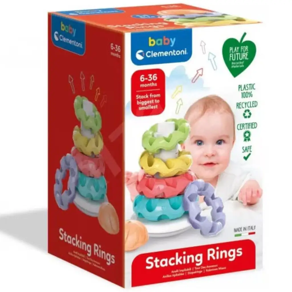 imagen de Pirámide de anillos 100% de plástico reciclado - Clementoni baby 1