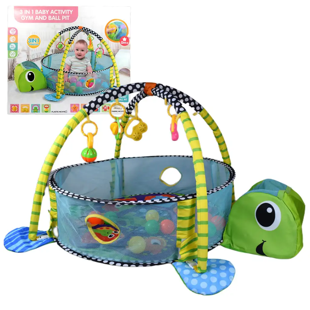 imagen de Piscina de bebé con tortuga y pelotas y accesorios 70x90cm 1