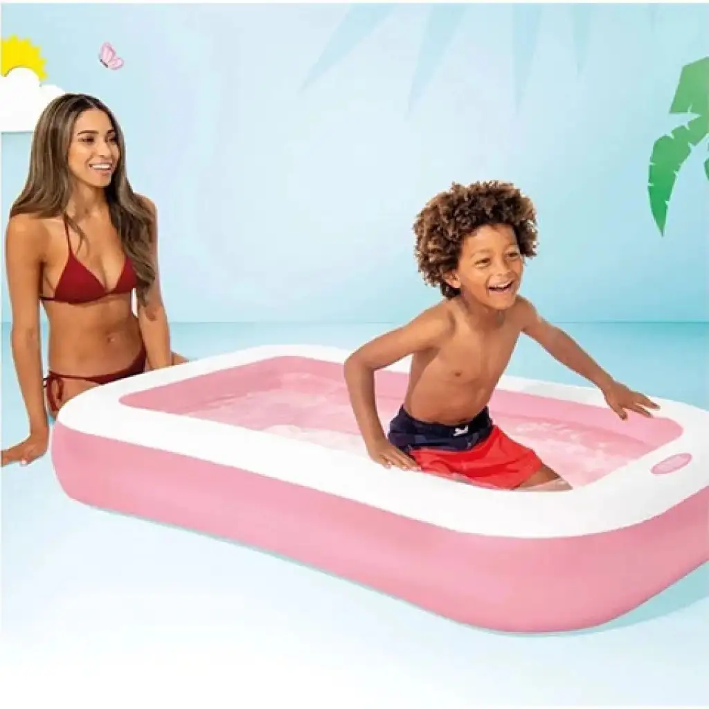 imagen de Piscina infantil rectangular rosa 166x100x25cm - Intex 2