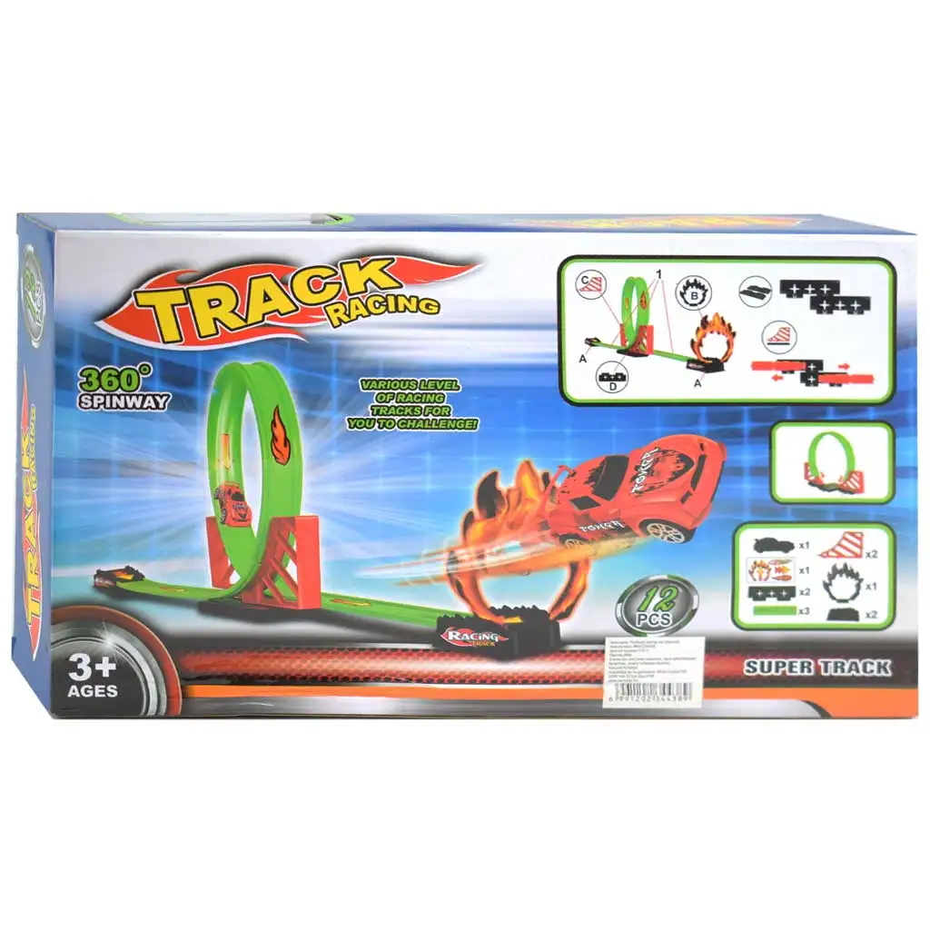 imagen de Pista de carreras Speed Track de 12 piezas con bucle de 360° y cochecito de retroceso 1/64 2
