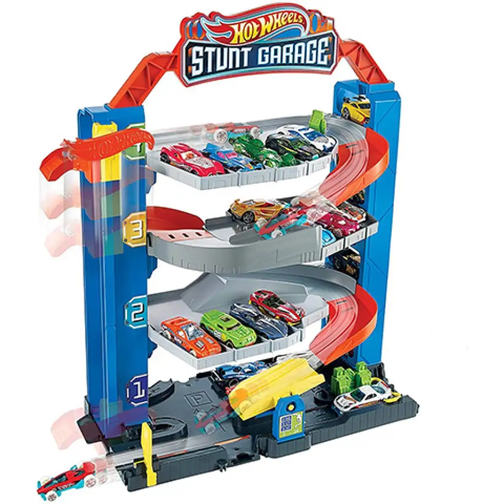 imagen de Pista de garaje de acrobacias Hot Wheels con cochecito - Mattel 2