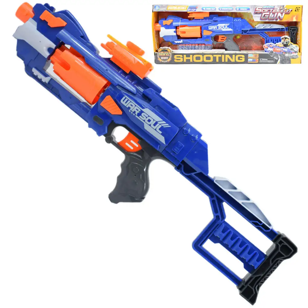 imagen de Pistola de Balas Blandas: Fusil de dardos eléctricos con cargador rotativo y balas de esponja de 55cm 1