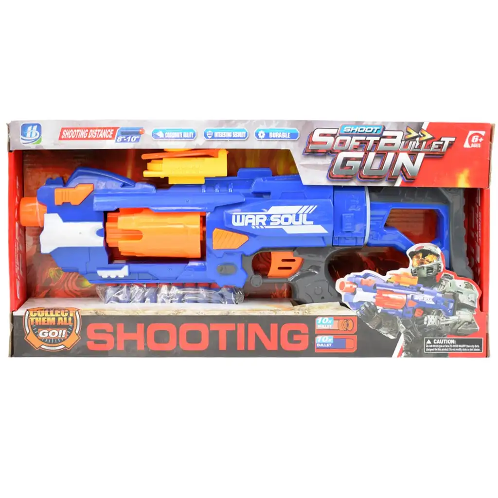 imagen de Pistola de Balas de Espuma: Arma de tiro manual con cargador rotativo y balas de 44cm 7