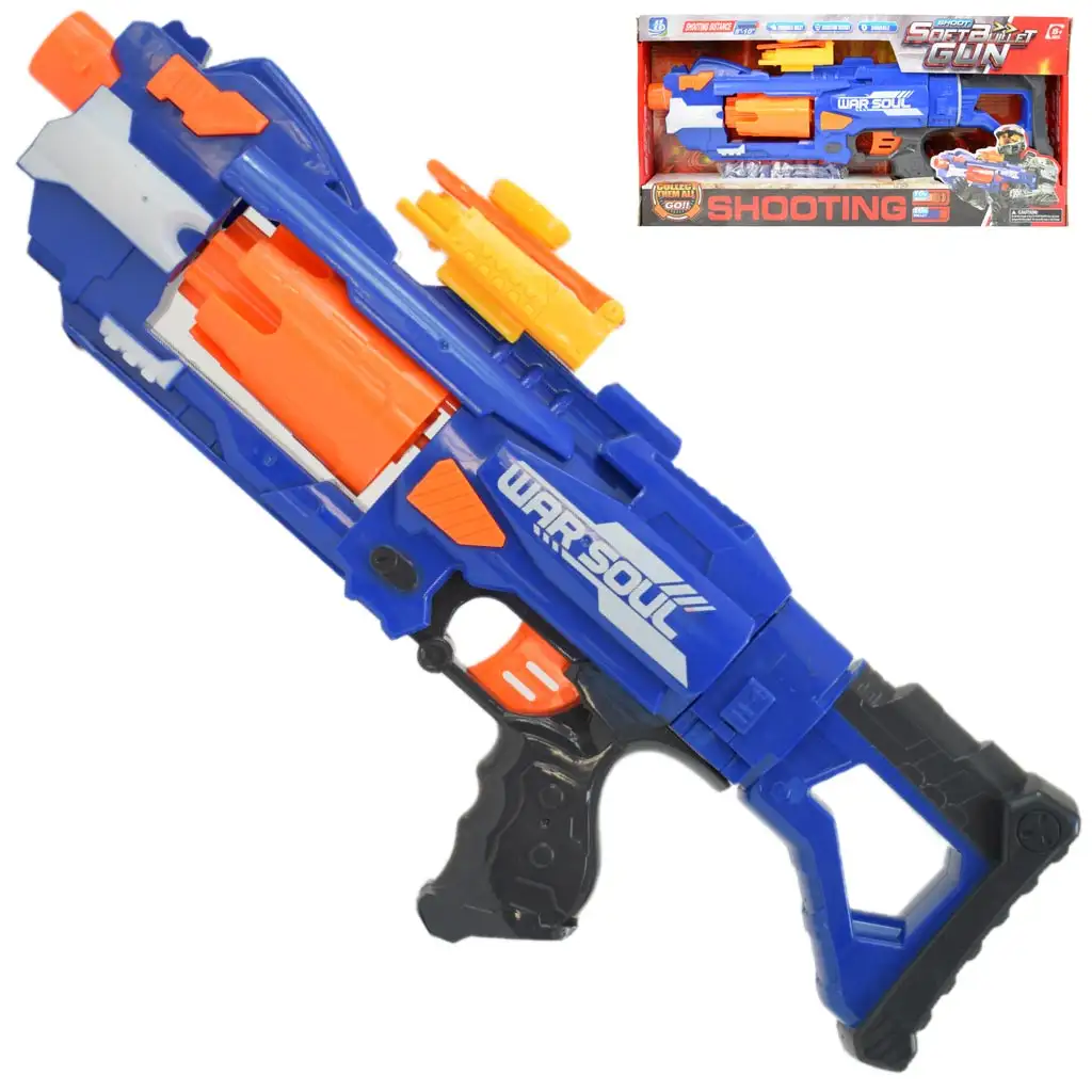 imagen de Pistola de Balas de Espuma: Arma de tiro manual con cargador rotativo y balas de 44cm 1
