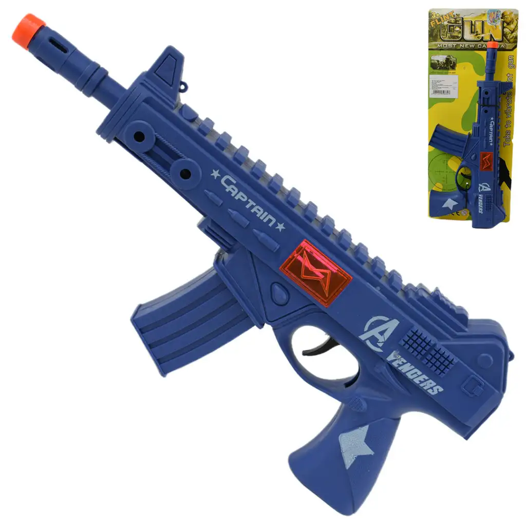 imagen de Pistola Flint: Arma de fuego militar azul con función de imitación de disparo de 30 cm 1