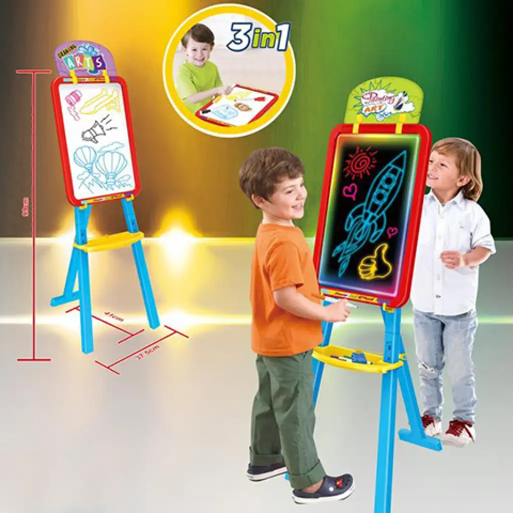 imagen de Pizarra de dibujo multifuncional 3 en 1 con retroiluminación LED en color para niños 2