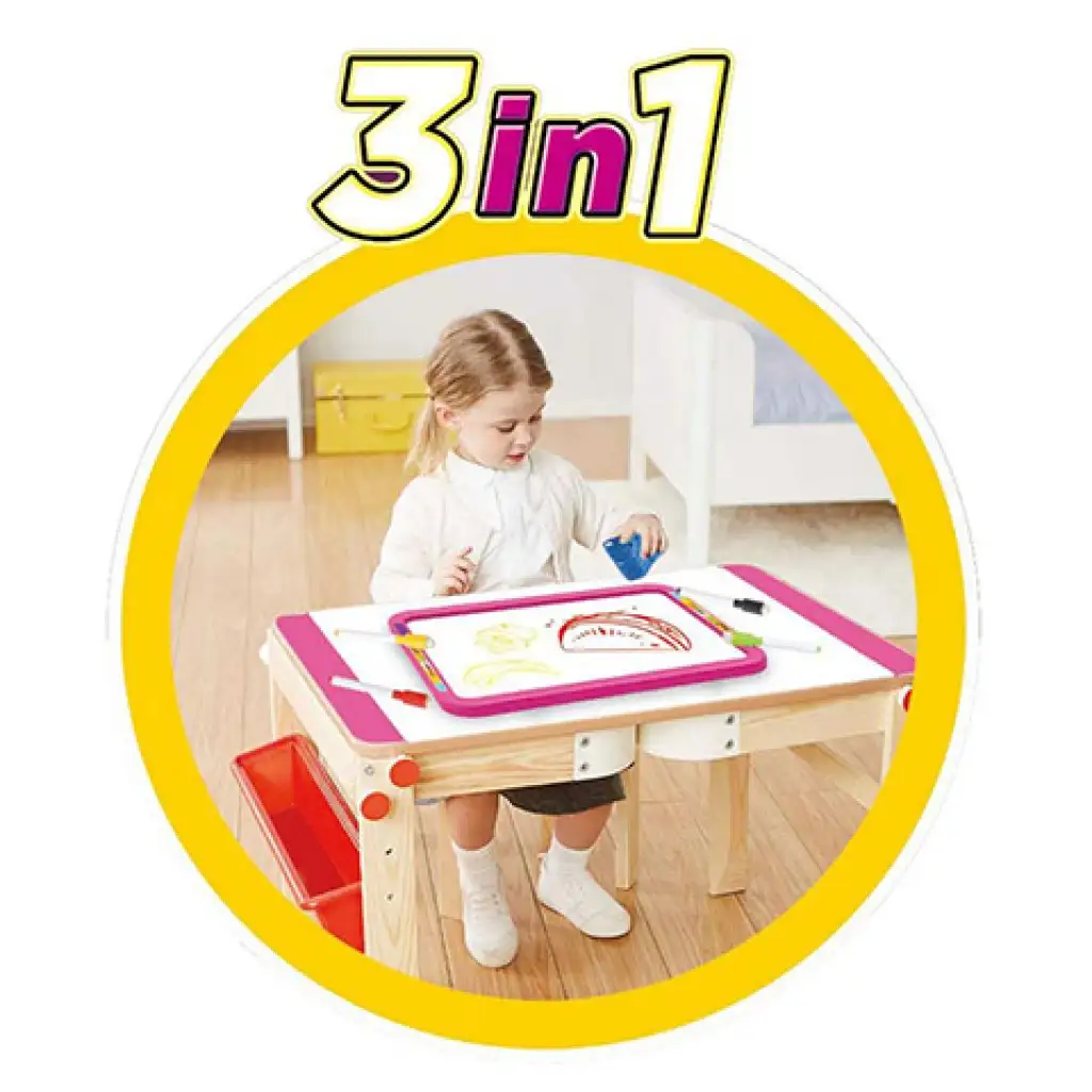 imagen de Pizarra de dibujo reversible 3 en 1 en color rosa 37x99cm 4