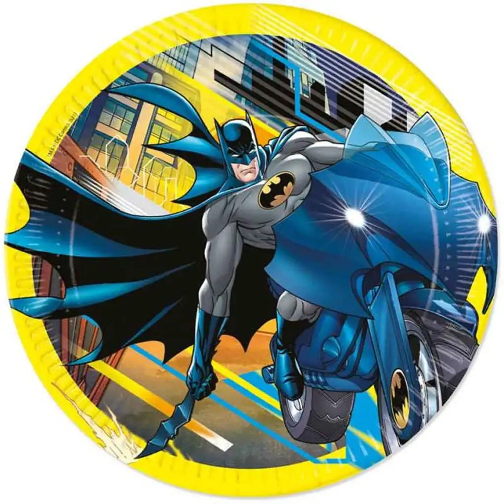 imagen de Plato de papel amarillo-negro de Batman 8 unidades 1