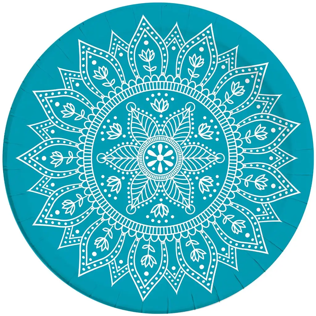 imagen de Plato de papel azul-blanco mandala set de 8 piezas 23cm 1