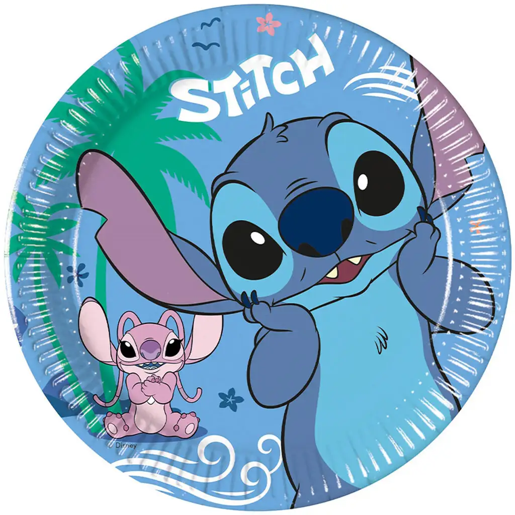 imagen de Plato de papel Disney Stitch set de 8 unidades 20cm 1