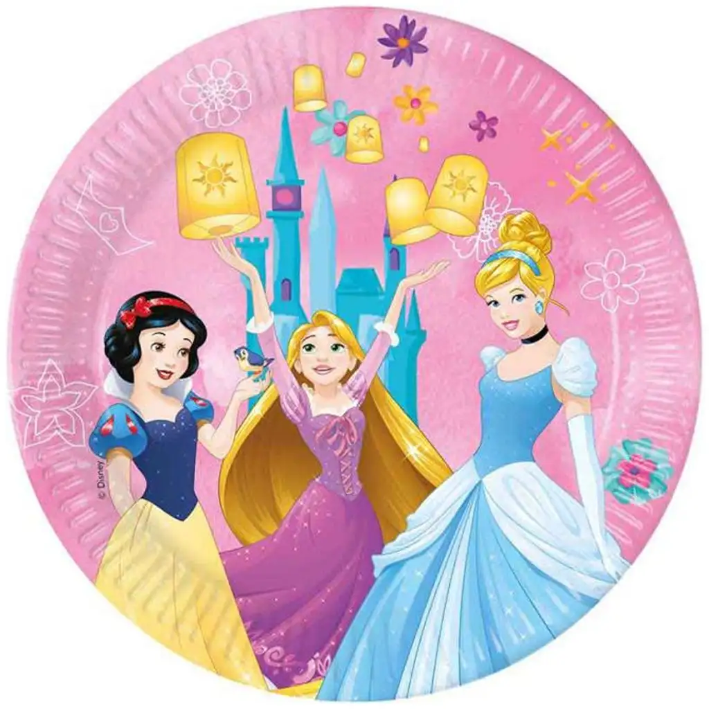 imagen de Platos de papel rosas de Disney Princesas set de 8 piezas 23cm 1