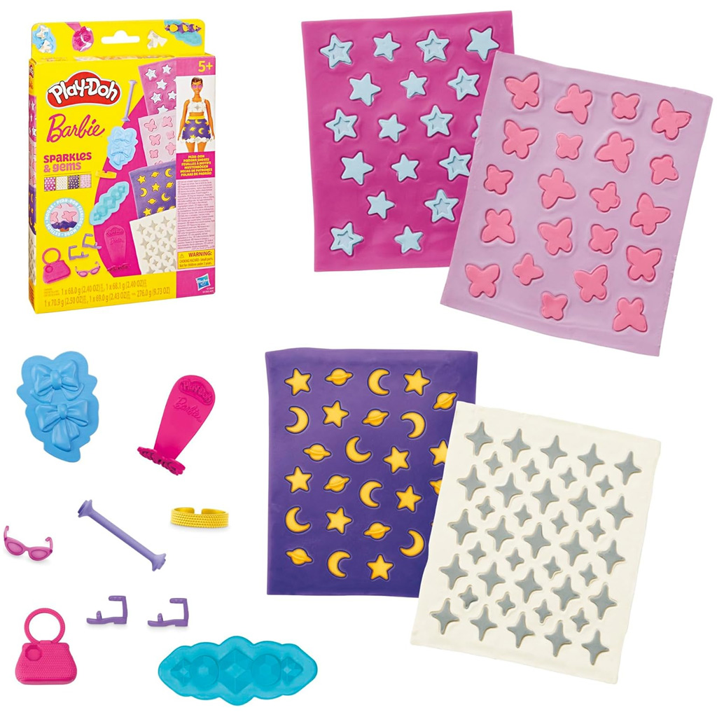 imagen de Play-Doh: Barbie brillo y gemas set de plastilina - Hasbro 2