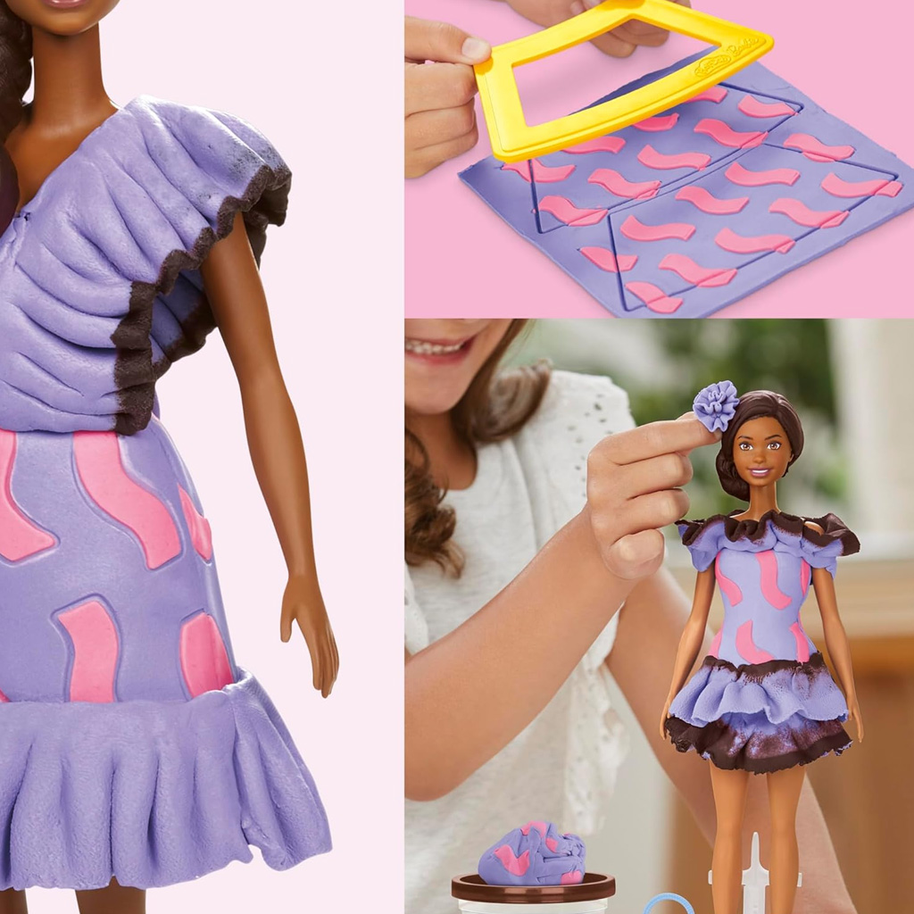 imagen de Play-Doh: Barbie Fashionista vestidos con volantes set de plastilina con muñeca - Hasbro 2