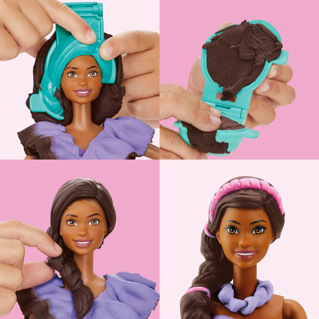 imagen de Play-Doh: Barbie Fashionista vestidos con volantes set de plastilina con muñeca - Hasbro 3