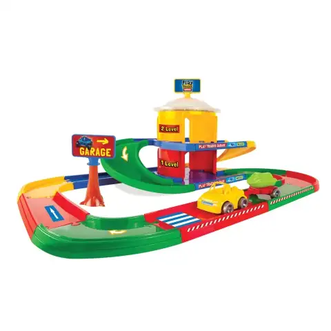 imagen de Play Tracks: garaje de 2 niveles con cochecito remolque - Wader 2