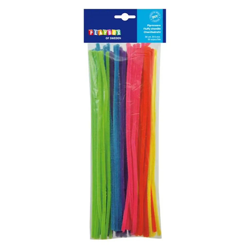 imagen de PlayBox: 50 unidades de chenilla de colores neón 6mm 1