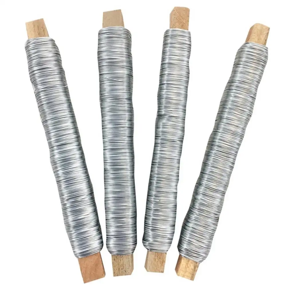 imagen de PlayBox: Alambre de atar de metal de 0,5 mm en color plateado 50m set de 4 unidades 1