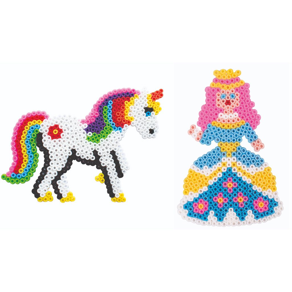 imagen de PlayBox: Base de perlas planchables de 9 mm en forma de unicornio y princesa 2 unidades 2