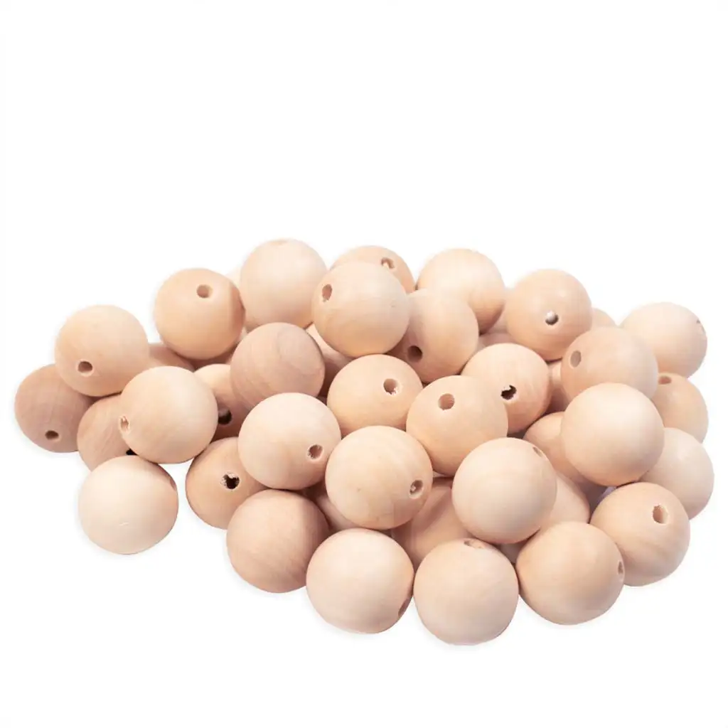 imagen de PlayBox: Bolas de madera natural de 25mm tamaño, paquete de 50 unidades 1