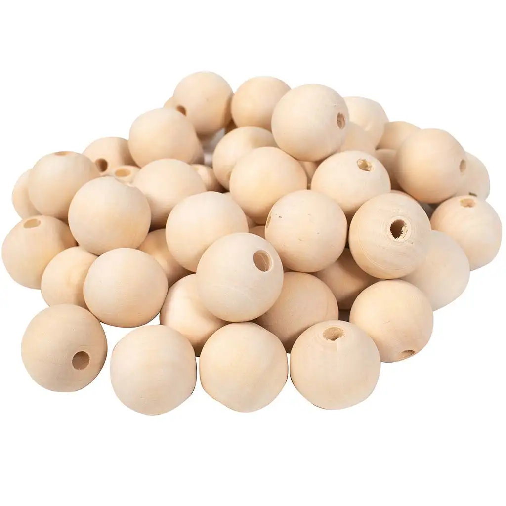 imagen de PlayBox: Bolas de madera natural de 30 mm en paquete de 50 unidades 1