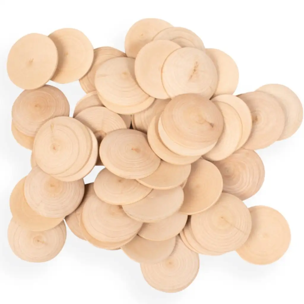 imagen de PlayBox: Botones de madera de 60mm de diámetro, set de 50 piezas 1