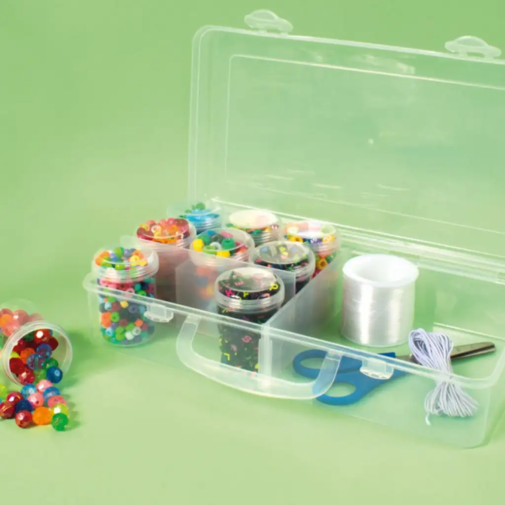 imagen de Playbox: Caja de almacenamiento transparente con 2 compartimentos 26x13x6cm 1