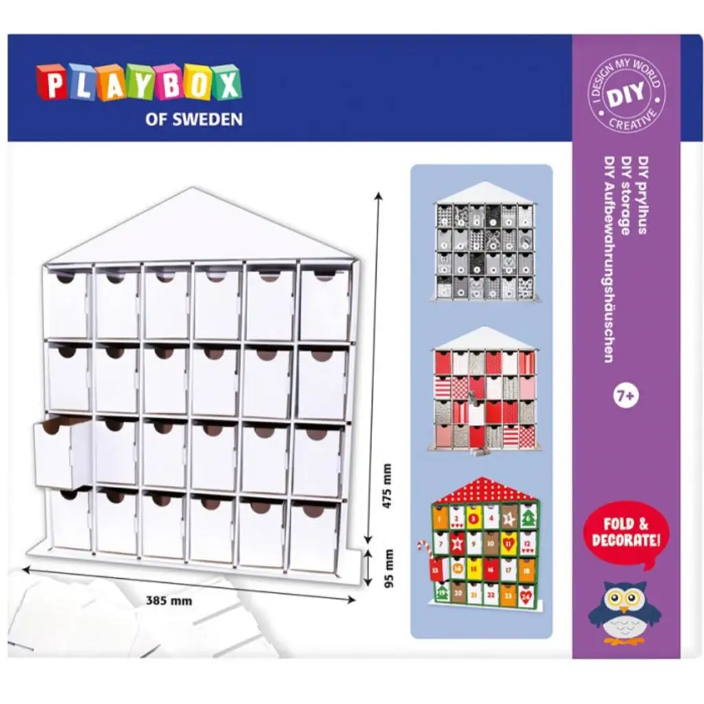 imagen de PlayBox: Calendario de adviento DIY de 24 compartimentos 44,5x39x9,5 cm 1
