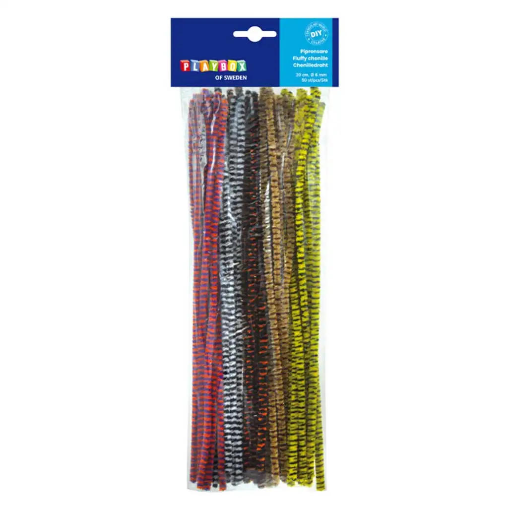 imagen de PlayBox: Cien tubos de chenilla a rayas de 6 mm 1