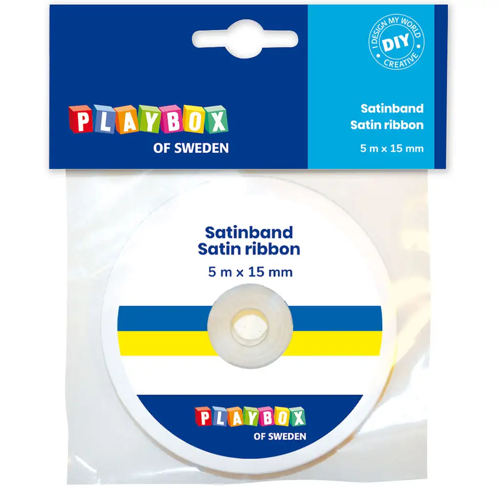 imagen de PlayBox: Cinta de satén de color azul y amarillo de 15 mm de ancho y 5 m 1