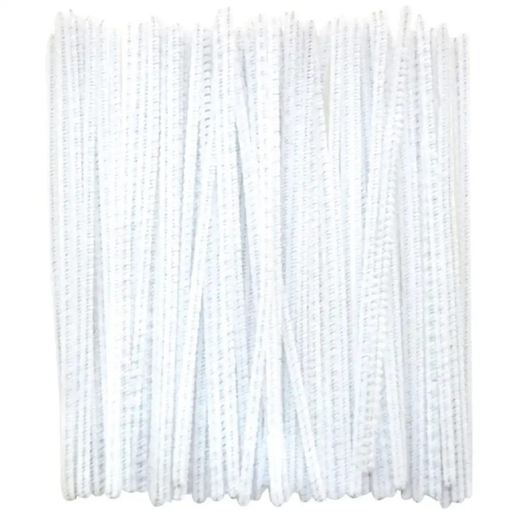 imagen de PlayBox: Conjunto de 100 hilos de chenilla blanca 1