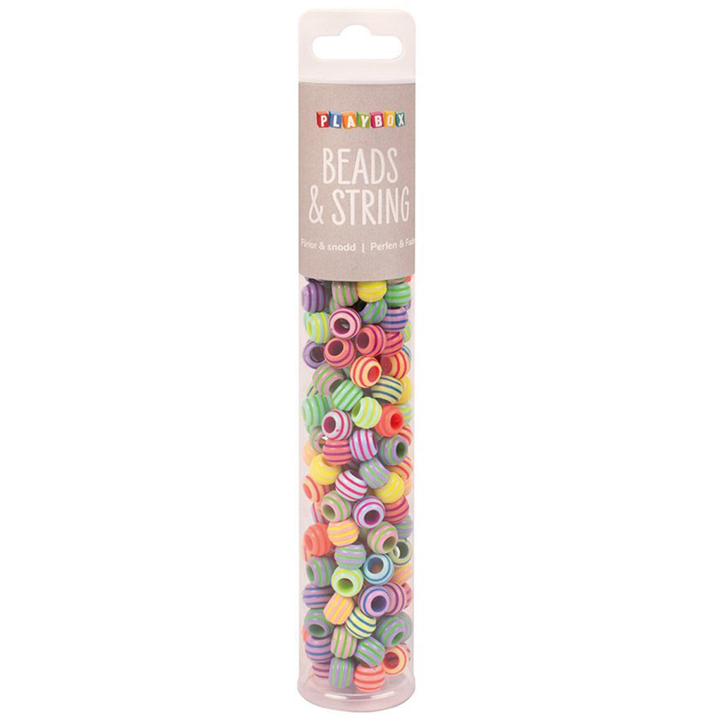 imagen de PlayBox: Conjunto de 180 cuentas de colores a rayas 1