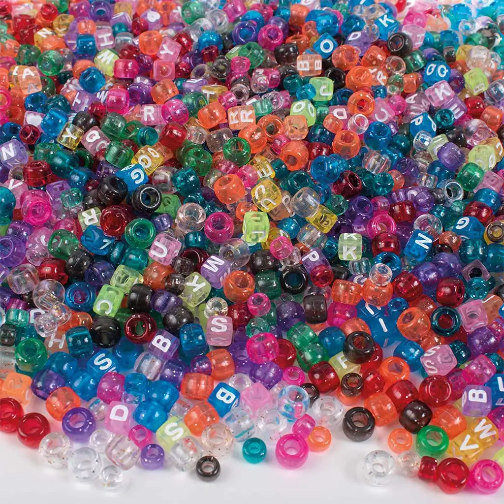 imagen de PlayBox: Conjunto de cuentas coloridas para ensartar en forma de cilindro y cubo ABC de 1000 piezas 1