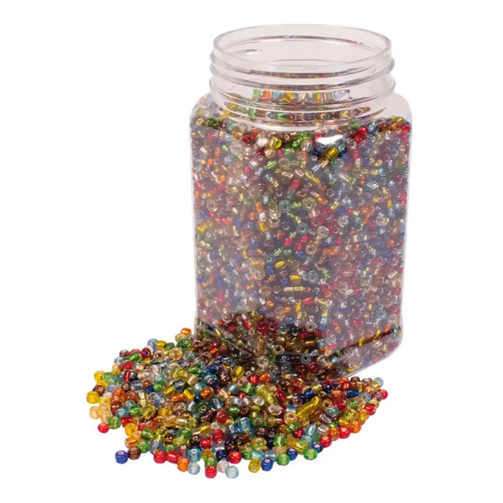 imagen de PlayBox: Conjunto de cuentas de vidrio coloridas y transparentes 4mm 500gr 1