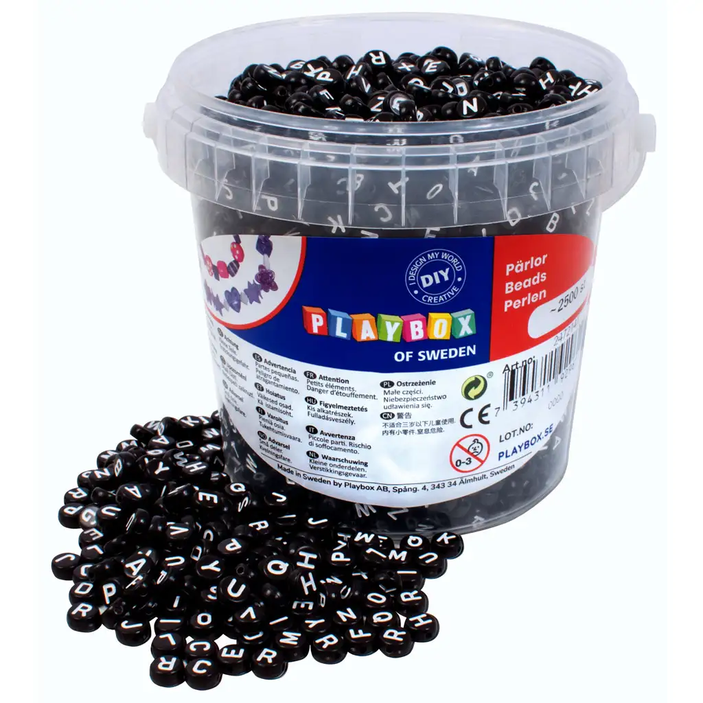 imagen de PlayBox: Conjunto de cuentas redondas con letras negras 2500 piezas 1