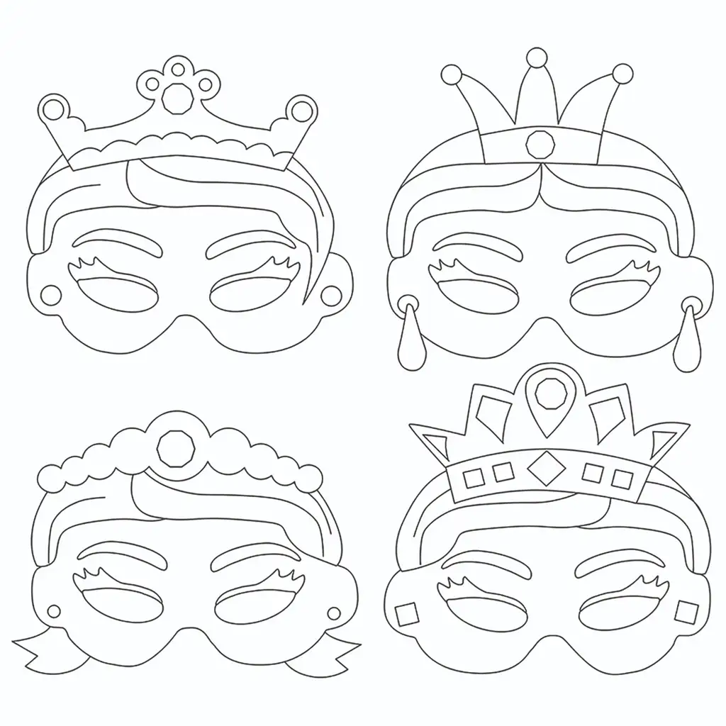 imagen de PlayBox: Conjunto de máscaras de papel de princesas de 12 piezas 2