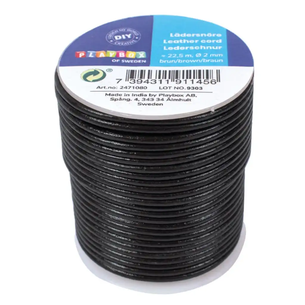 imagen de PlayBox: Cordón de cuero 22,5m x 2mm en color negro 1