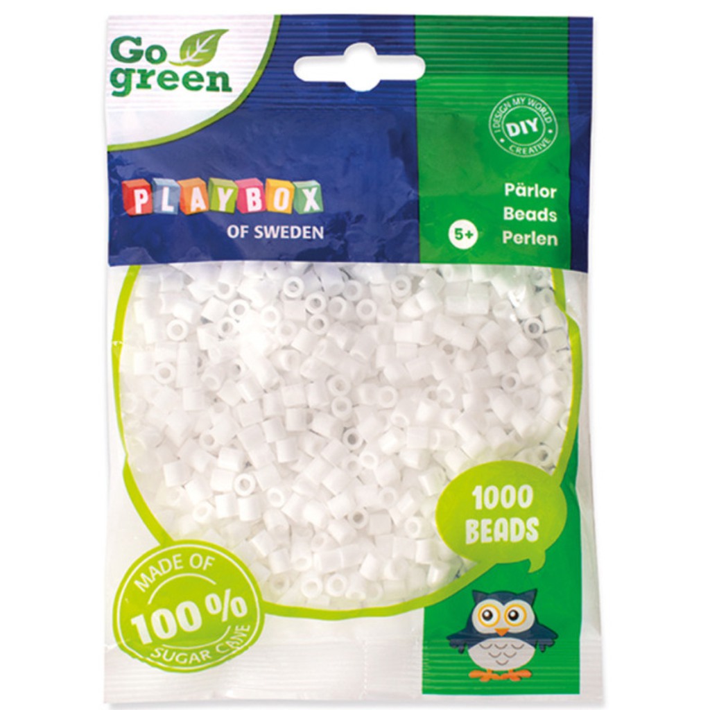 imagen de PlayBox: Go Green 5mm MIDI perlas planchables 1000 piezas color blanco 1