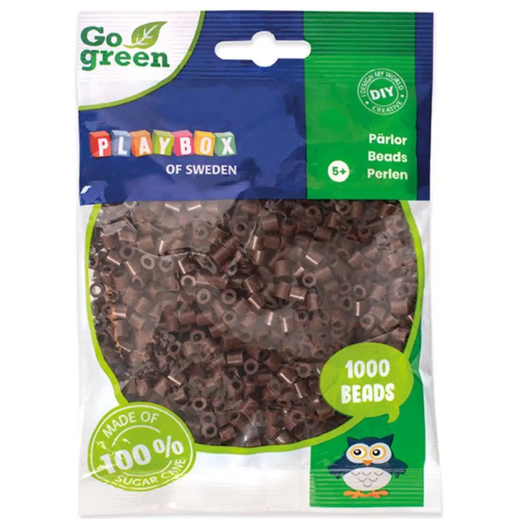 imagen de PlayBox: Go Green 5mm MIDI planchable de cuentas 1000 piezas color marrón 1