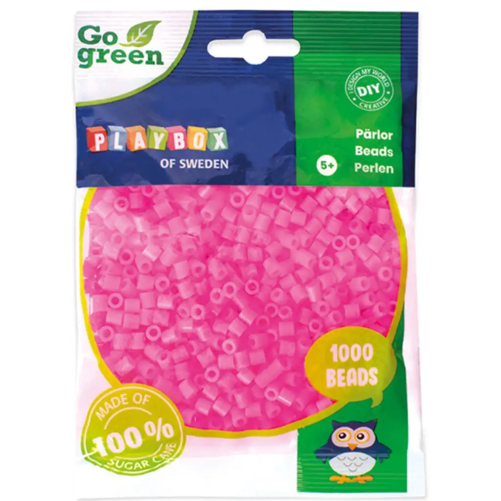 imagen de PlayBox: Go Green perlas planas de 5mm para planchar en color rosa, paquete de 1000 unidades 1