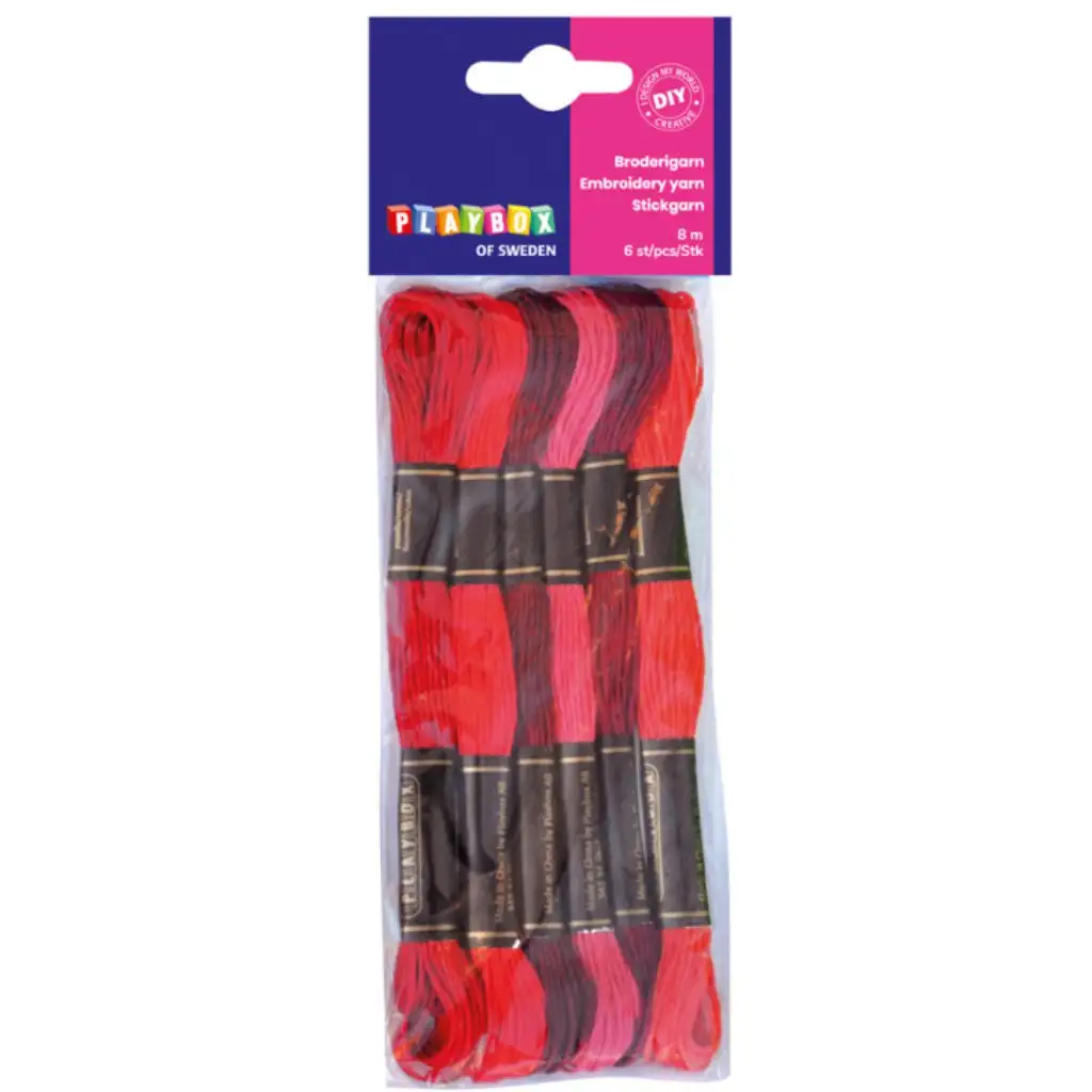 imagen de PlayBox: Hilo de bordar rojo de 6 piezas en varios tonos de color de 8m 1
