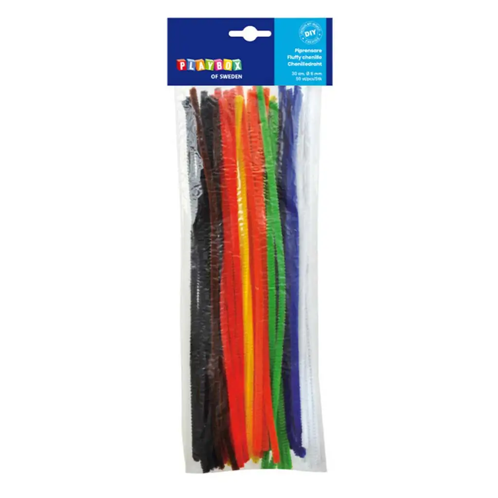 imagen de PlayBox: Hilos de chenilla colores básicos 50ud 6mm 1