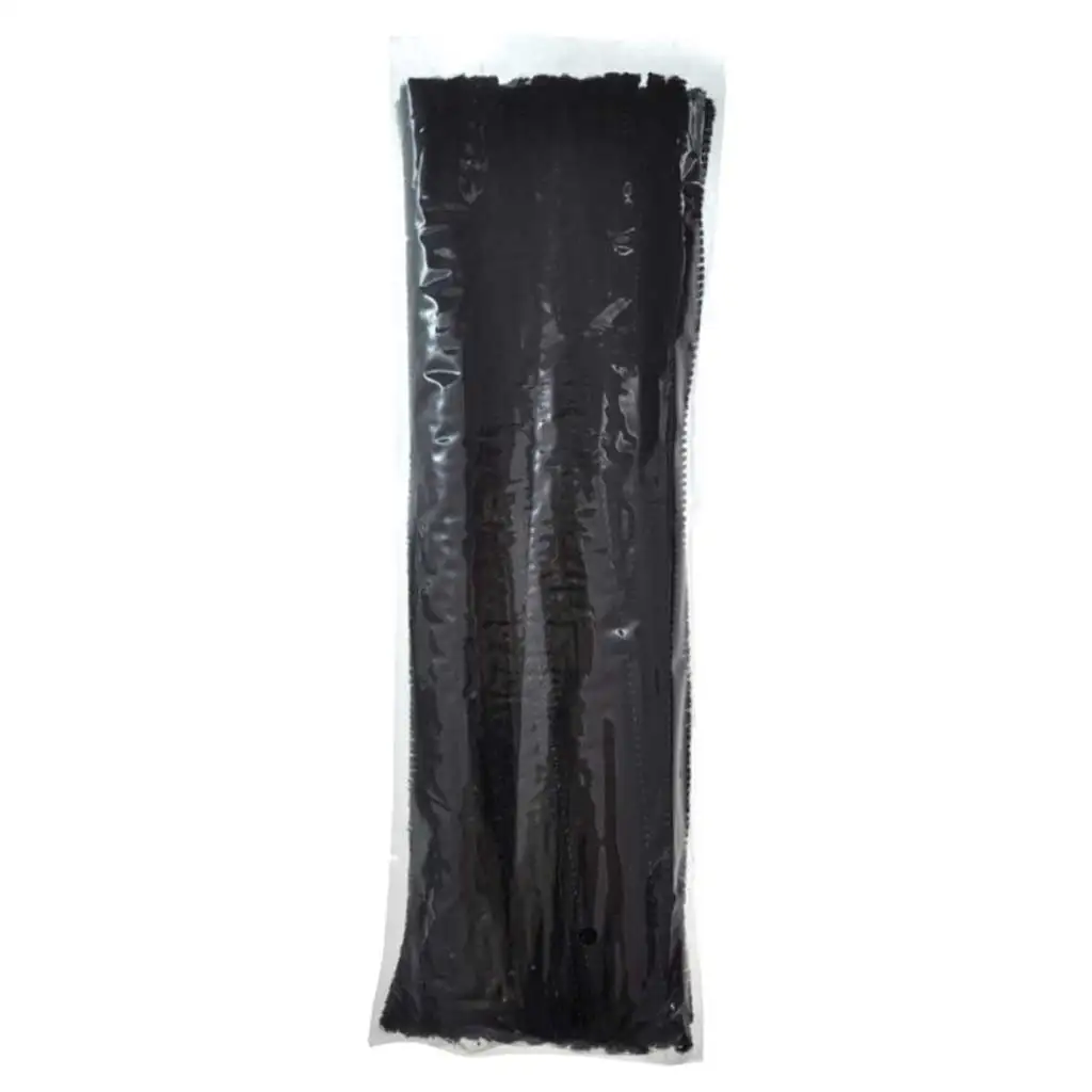 imagen de PlayBox: Hilos de chenilla de color negro 100ud 6mm 1